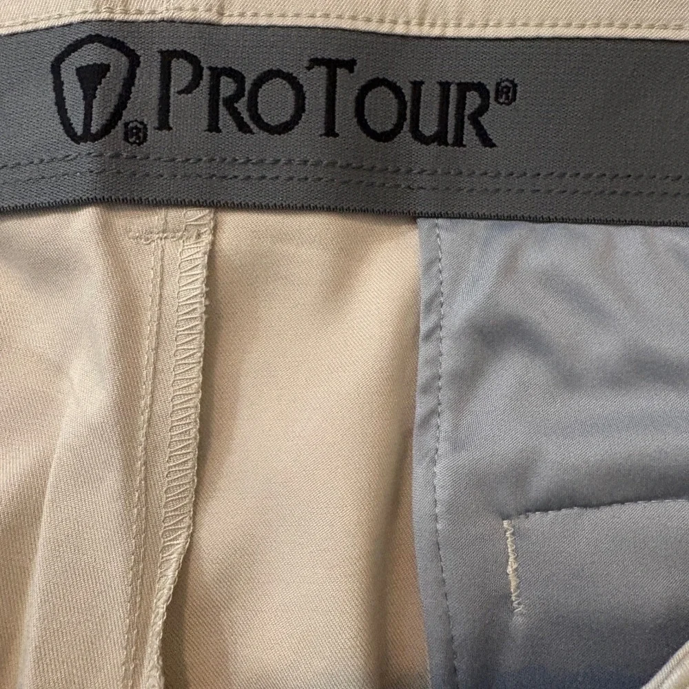 Pro Tour Mens Golf Shorts Khaki Tan Stretch 44‎ Flat Front Performance Pockets